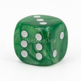 WeLoveBeads W6 Cube (16 mm) in Green/White Dots - Made in Germany - Pack of 5
