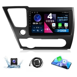 Car Radio for Honda Civic 2013-2017 Stereo with Wireless Carplay Android Auto Leadfan 9'' Touchscreen for Honda Civic Android Radio WiFi GPS Navigation Rear Camera FM Multimedia Player Headunit