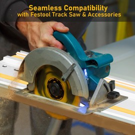 LAJIAOZ 110in Track Saw Guide Rail for Track Saw, 55" x 2 Guide Rail with Connector Yellow