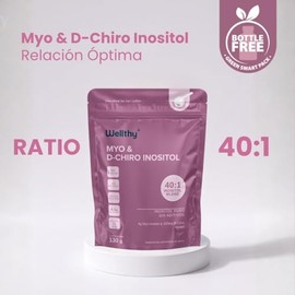 Wellthy Myo & D-Chiro Inositol en Polvo 130g, Mezcla Óptima 40:1 con 4000mg Myo y 100mg D-Chiro, Ingredientes 100% Naturales, Sin Gluten, Sin Azúcar, 