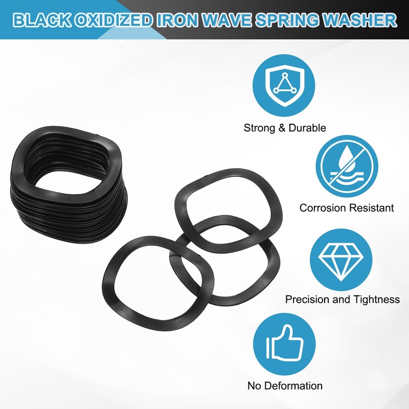 sourcing map Wave Spring Washer, 50Pcs 0.98"x0.75"x0.02" (ODxIDxT) - Iron