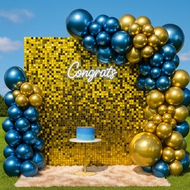 Shimmer Wall Sequin Backdrop, 36pcs Square Sequin Wall Panels, DIY Party Shiny Decor for Wedding, Birthday, Anniversary, Graduation, Holiday&Home Background Supplies(Golden)