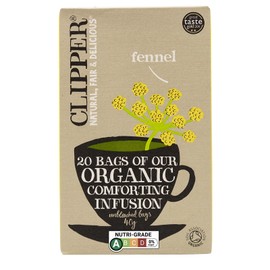 Clipper Organic Fennel Tea Bags | 20 Infusion Teabags | Pure Caffeine Free Tea for Home or Office | Eco-Conscious Herbal Tea Bags | Natural, Unbleached, Plant-Based & Biodegradable in Heat Sealed Bags