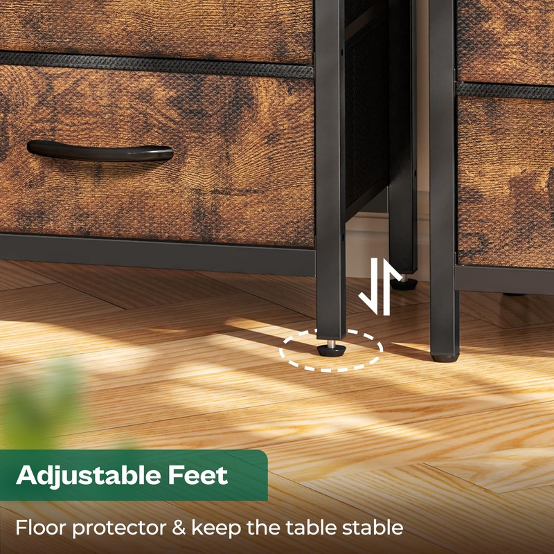 Huuger Nightstand with Charging Station, 27.6 Inch Bedside Table with