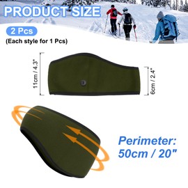 PATIKIL Ear Warmer Headband, 2 Pack Polar Fleece Ear Warmer Winter Stretchy Running Sweatband Outdoor Essential for Jogging Walking Skiing, Olive Green