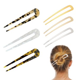 GUTERTOP Pack of 6 French Twist Hair Pin, U-Shaped French Hair Pin for Thick Hair, Large Hair Pins for All Hair Types of Women and Girls Styling Hair Accessories