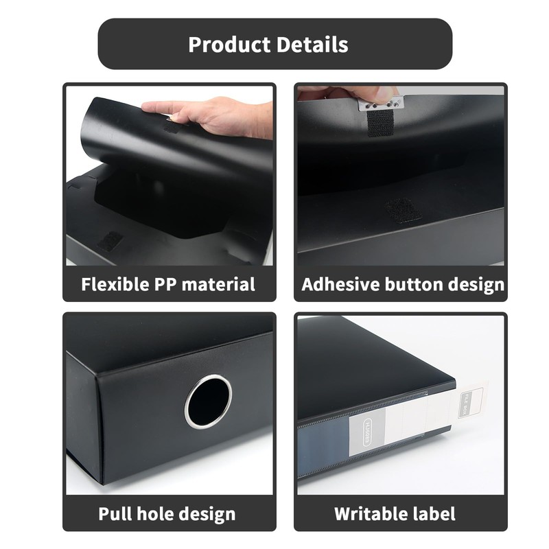 4 Pack Box Files A4,Plastic Box File with Lid,55mm Spine
