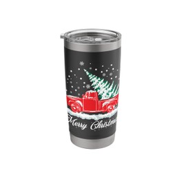 Christmas Classic Old Red Truck Vintage Pick Up XMAS Tree Stainless Steel Insulated Tumbler