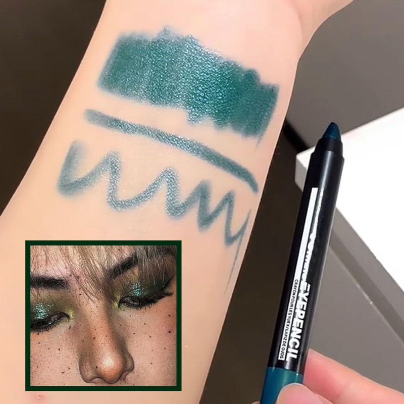 Green Shimmer Eyeshadow Stick, Jungle Green Eye Shadow Pencil, Creamy