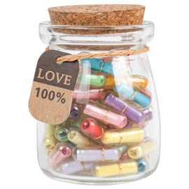HSXIANG Capsule Letters Message in a Glass Bottle，Message Pills Love Letter Gift for Boyfriend Girlfriend Wife Friend Birthday Christmas Anniversary Valentine Day. (55PCS in a Bottle)