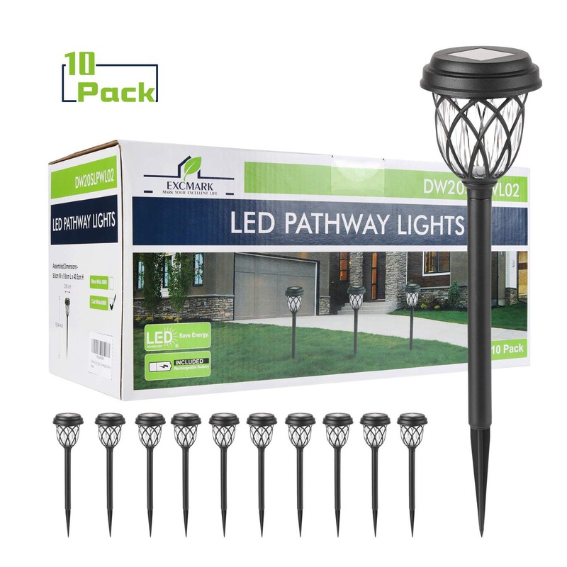 EXCMARK 10 Pack Solar Lights Outdoor Garden Pathway Solar Powered