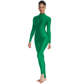 OVIGILY Adult High Neck Long Sleeve Dance Unitard for Women Bodysuits Full Body Leotard Spandex Catsuit
