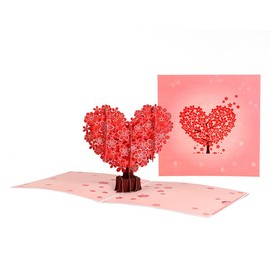 Yhobulis Pop Up Anniversary Cards 3D Love Tree Hearts Card, PopUp Wedding Card Valentine Day Cards Birthday Card Romantic Mother's Day Thinking You Greeting Card for Wife Husband Couple Friends