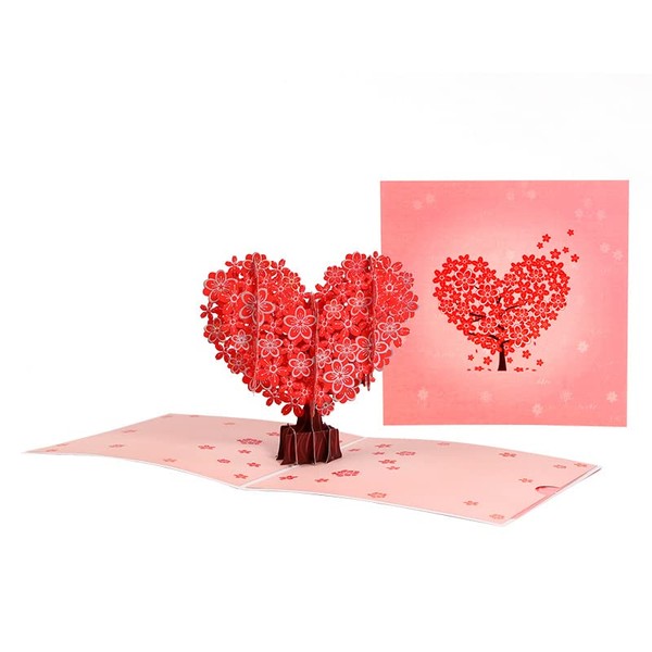Yhobulis Pop Up Anniversary Cards 3D Love Tree Hearts Card,