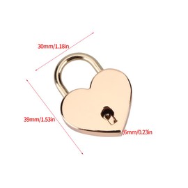 Hilitand 2 x Rose Gold Heart Shaped Padlock with Key for Luggage Diary Jewelry Box 3x4cm