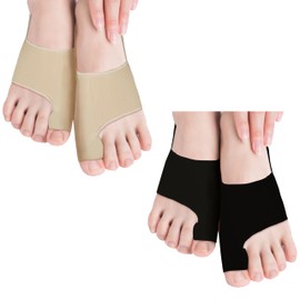 Twoyu Bunion Corrector for Women and Men, Big Toe Straightener, Relief Splint Pads, Brace Socks Corrector, Hallux Valgus, 2 Pair (Beige+Black)