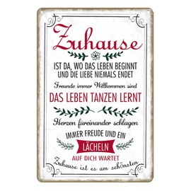 Signs with Sayings, Metal Signs with Sayings, Retro Tin Signs with Sayings, Gift for Housewarming, Topping-Out Gift, Decoration, 20 x 30 cm