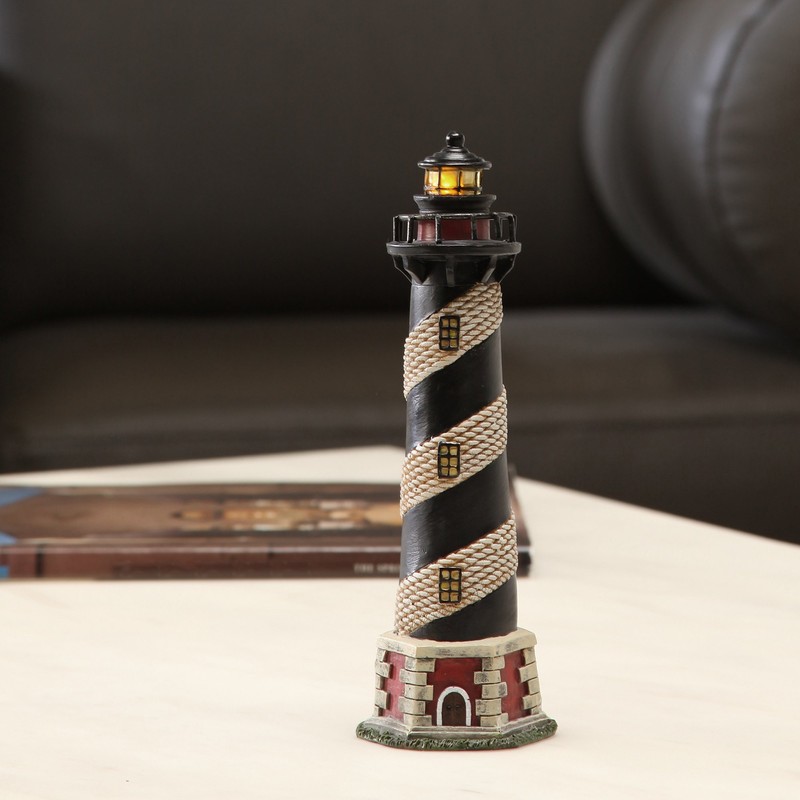 Hosley 8 Inch Tall Tabletop Resin Lighthouse Blinking Tower Light