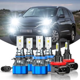 CHUSYYRAY For Honda CR-V CRV 2015 2016 2017-2019 Combo LED Headlight + Fog Light Bulbs 6x