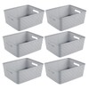 Sterilite 6 Pack Plastic Storage Bin Organization Containers, Short Baskets,