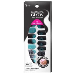 Dashing Diva Glow Nail Strips - Creepin' it Cool | UV Free, Chip Resistant, Long Lasting Gel Nail Stickers | Contains 32 Nail Wraps, 1 Prep Pad, 1 Nail File