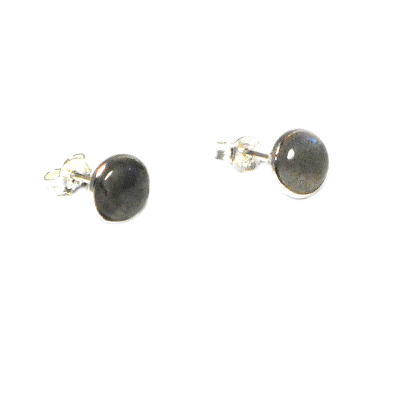 Art Gecko Sterling Silver Labradorite Round Stud Earrings 7mm, Sterling