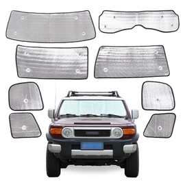 Windshield Sunshade Kit for Toyota FJ Cruiser 2007-2021 Accessories Front Rear Window Sun Shade Foldable Sun Visor Privacy Protection UV Blocker HeatShield Windshield Side Rear Window Full Set