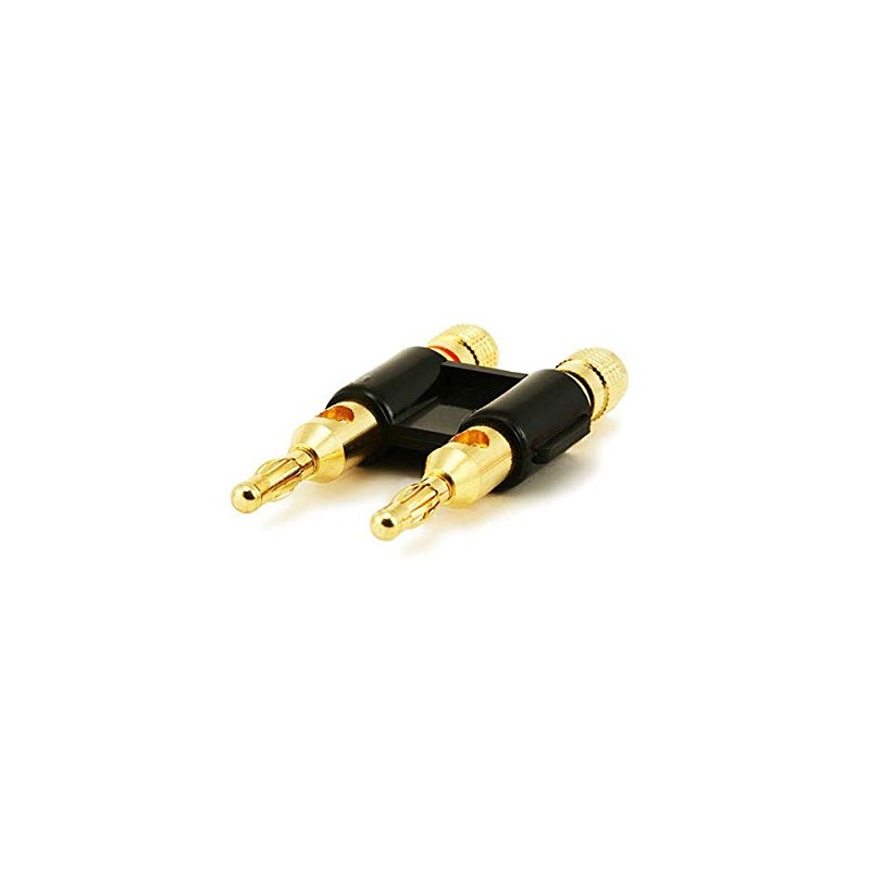 Monoprice Dual 24k Gold Plated Speaker Banana Plugs, Black