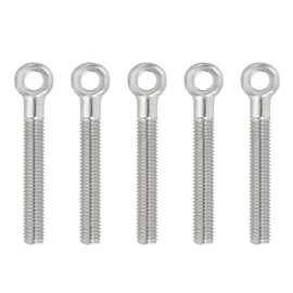 PATIKIL M10x77mm Lifting Shoulder Eye Bolts, 5 Pcs Machinery Shoulder Lifting Screw Bolt 304 Stainless Steel Threaded Screw Eyebolt for Lifting Hanging Valves Fasteners, Silver