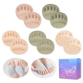 Keroius - 5 pares de almohadillas para orejas de bolas de pies, tela de panal para antepié para almohadillas para orejas metatarsianas, medias para mujer, calcetines invisibles, forro de esponja (paquete 5)