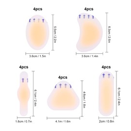 Blister Plasters for Feet, 20Pcs Guard Blister Prevention Patches, Invisible Blister Plasters Bandages, Hydrocolloid Plasters for Fingers Toes Forefoot Heel Blister Prevention and Recovery 5 Sizes