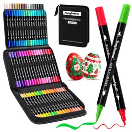 Tongfushop 72 Colors Acrylic Paint Markers, Dual Tip Acrylic Paint Pens for Rock Painting, Canvas, Wood, Stone, Glass, Ceramic, DIY Crafts, No Bleed Art Markers with Case for Artists