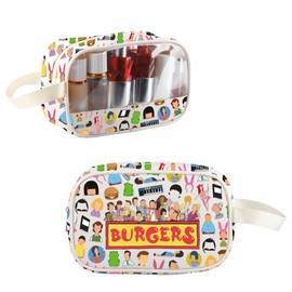 TOBGBE Burgers TV Show Inspired Gifts Burger Family Characters Clear Makeup Bag for Belcher Fans Merch Hamburger Lover Gift (Burg-r Family Characters Clear MB)