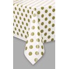 Unique Party 37293 - Plastic Gold Polka Dot Tablecloth, 9ft
