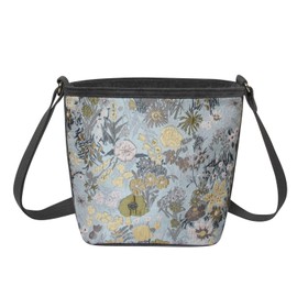 Earth Squared Floral Jacquard Bucket Crossbody Bag, 25 x 21 x 10 cm, Frühlingsmuster, blau, 25 x 21 x 10 Centimeters