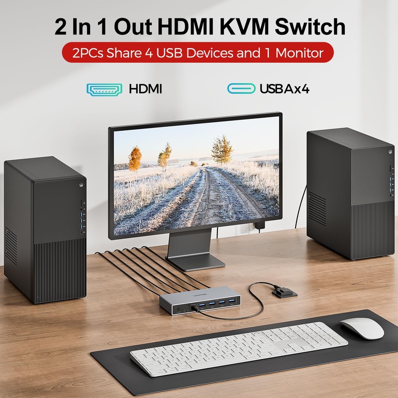 Unitek USB 3.0 HDMI KVM Switch 1 Monitor 2 Computers