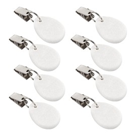 FVVMEED 8 Pieces Tablecloth Weights Table Cover Natural Marble Teardrop Weights Metal Clip Curtains Pendant Stone Table Weights Hangers for Outdoor Picnic Garden Party Family Dinner Table Decoration