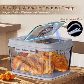 ANYPROLUS Bread Box for Homemade Bread, Time Recording Bread Containers Storage Airtight Loaf, Bread Storage Container Bread Keeper with Lid, Bread Box for Kitchen Countertop, Grey