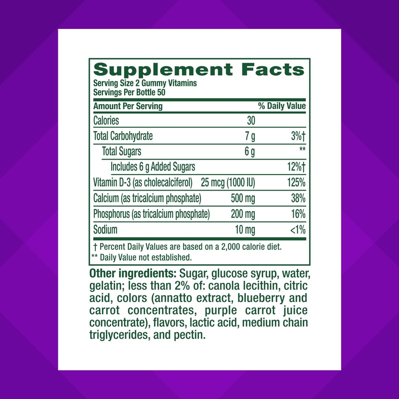 vitafusion Chewable Calcium Gummy Vitamins for Bone and Teeth Support,