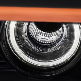 FIONE Xenon Headlight Compatible with Dodge Challenger Headlights Assembly W/AIR Catcher 2015 2016 2017 2018 2019 2020 2021 Black Housing HID Headlamps Replaceable Left Driver LH Side