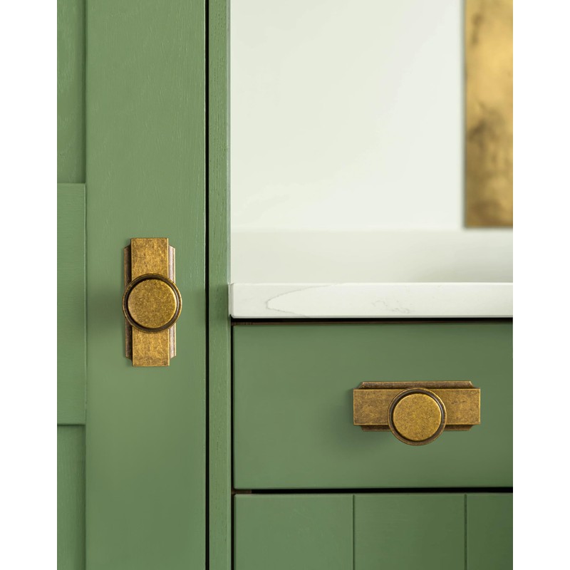 Goo-Ki 6 Pack Antique Brass Drawer Knobs with Backplate Zinc