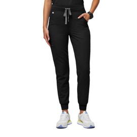 FIGS Zamora High Waisted Jogger Style Scrub Pants for Women - Black, Tall L