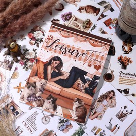 Auguro Scrapbook Sticker 200 Stickers journaling A5 Size People Stickers Pre-Cut Washi Stickers for Journaling Junk Journal Stickers Scrapbooking Supplies