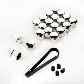 LST 20x Felgen Radschraube Abdeckkappen Sechskant Kappen Set 19 mm chromfarben