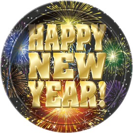 Unique Party 47735 - 23cm Fireworks New Years Eve Party Plates, Pack of 8