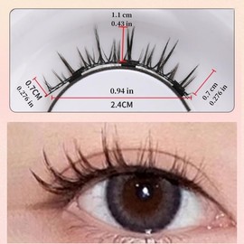 Magnetic False Eyelashes, Integrated Magnetic Eyelashes, Natural Black, Magnetic Eyelashes, Reusable, No Glue Required, Magnetic Type, Flat, 3D False Eyelashes, Clip Included, Easy to Put On and Take