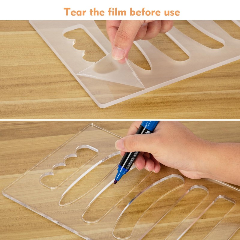 Moorovgi 6 in 1 Charcuterie Board Handle Template,Acrylic Grab Handle