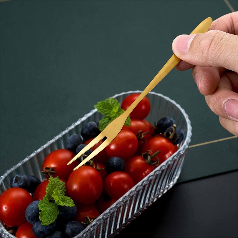 10pcs Mini Cutlery Set, Including Dessert & Fruit Forks, Olive