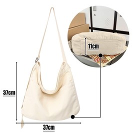X SIM FITNESSX Unisex Shoulder Bag Canvas Bag Oxford Shoulder Bag Women's Shopper Bag Fashion Fabric Bag for Everyday / Office / School / Travel, cream, Retro