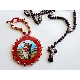 San Martin Caballero Imagen y Rosario de Madera hecho a mano